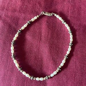 Authentic Vtg Seed Pearl & Sterling Ankle Bracelet